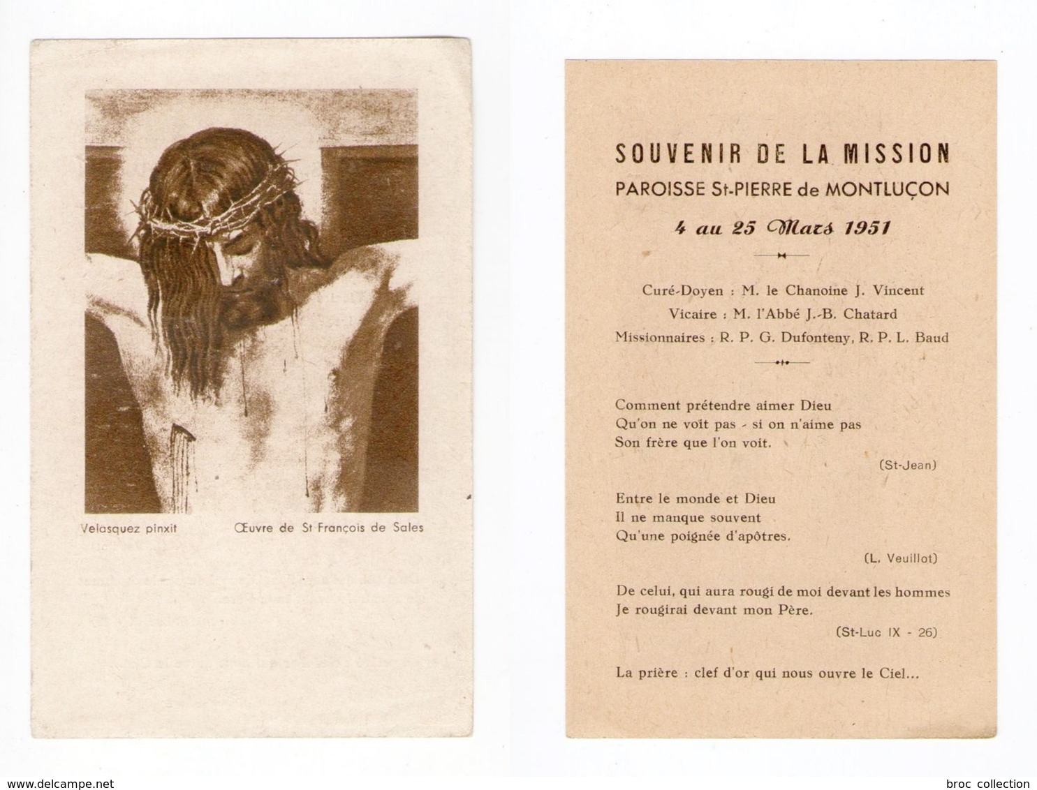 Montluçon, Mission 1951, Paroisse Saint-Pierre, Doyen J. Vincent, Vicaire J.-B. Chatard, Missionnaires Dufonteny Et Baud - Images Religieuses