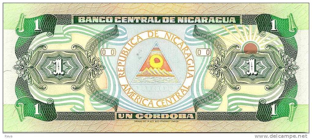 NICARAGUA 1 CORDOBA BLUE MAN FRONT EMBLEM BACK DATED 1990 P.173 UNC  READ DESCRIPTION !! - Nicaragua