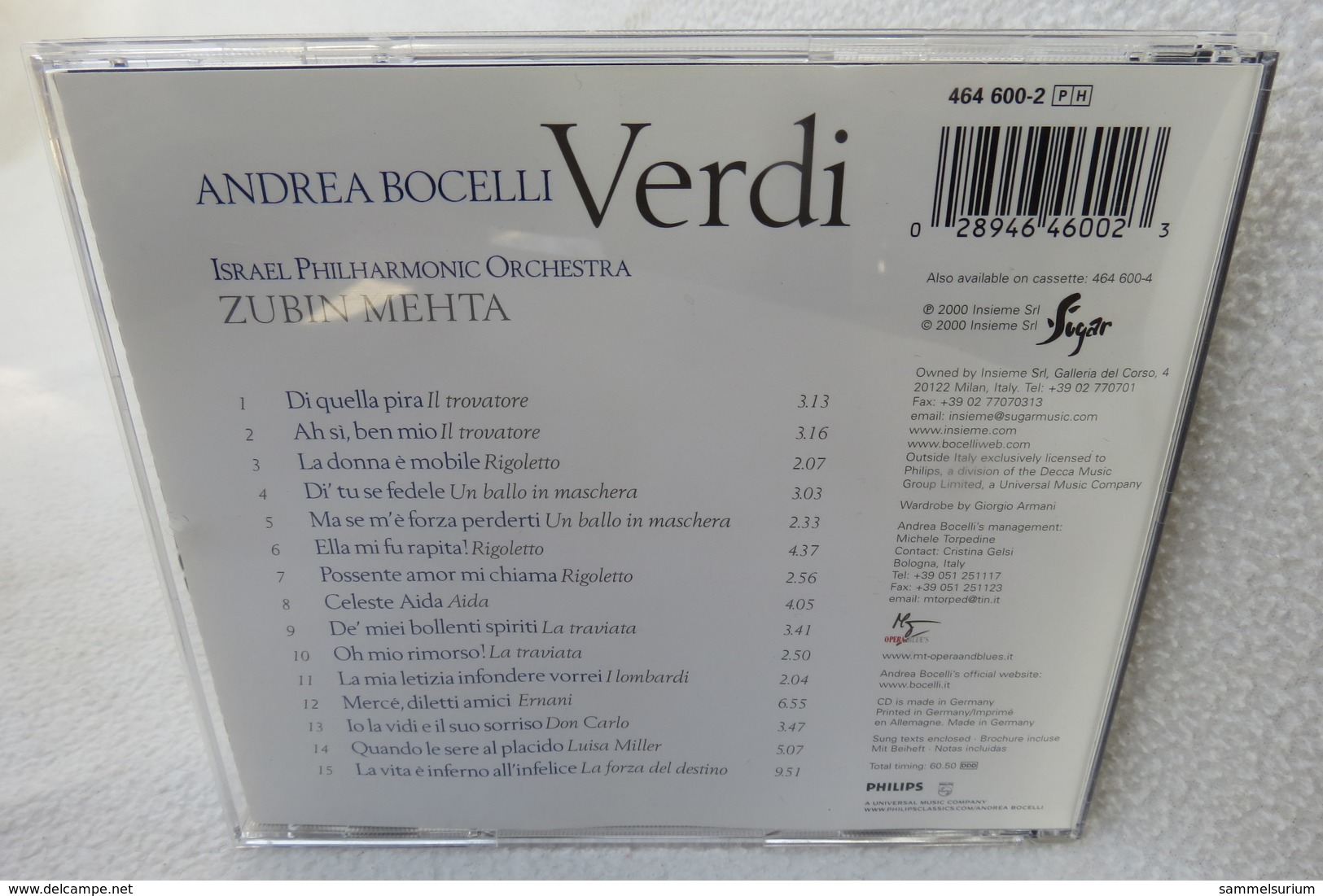 CD "Andrea Bocelli" Verdi, Israel Philharmonic Orchestra Zubin Mehta - Klassik