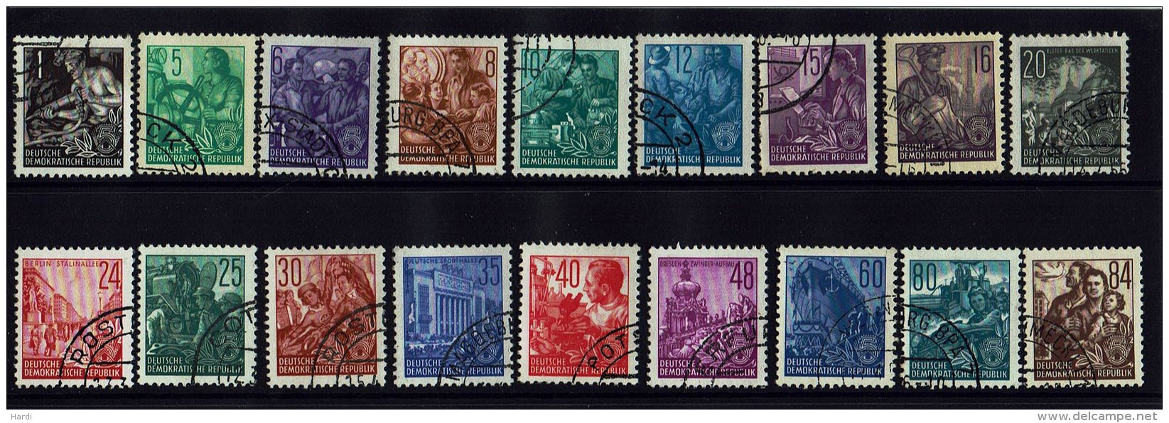 DDR , 1953, MiNr 362-379,  Gestempelt, Siehe Original Scan! - Gebraucht