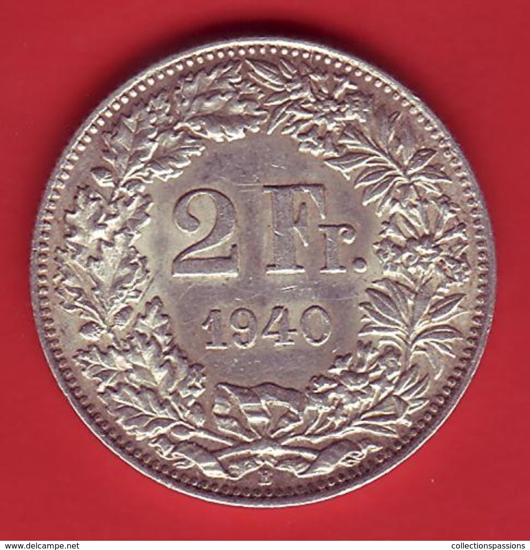 - SUISSE - 2 Francs - 1940 - Argent - - 2 Francs