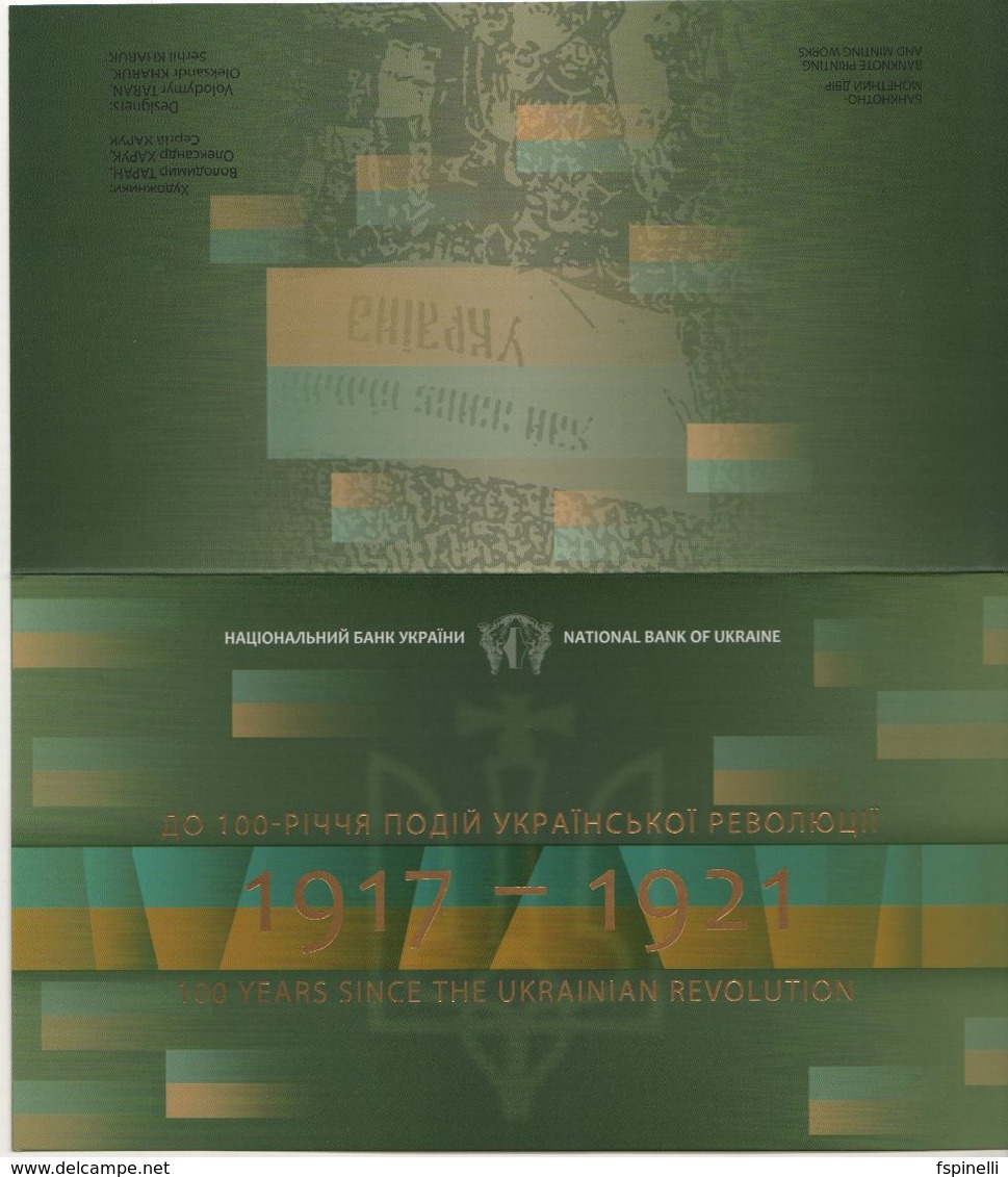 UKRAINE  New 100 Hryven. "JUST ISSUED" Commemorative 100 Years SINCE REVOLUTION....+ FOLDER  2018 - Ucrania