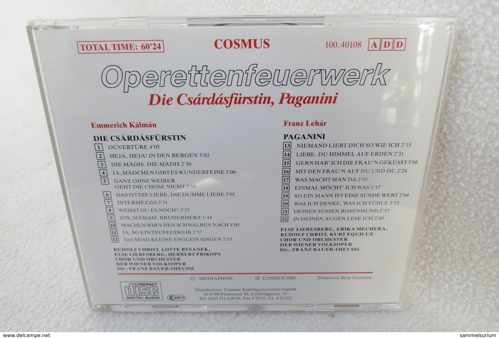 CD "Operettenfeuerwerk" Kálmán, Lehár - Opere