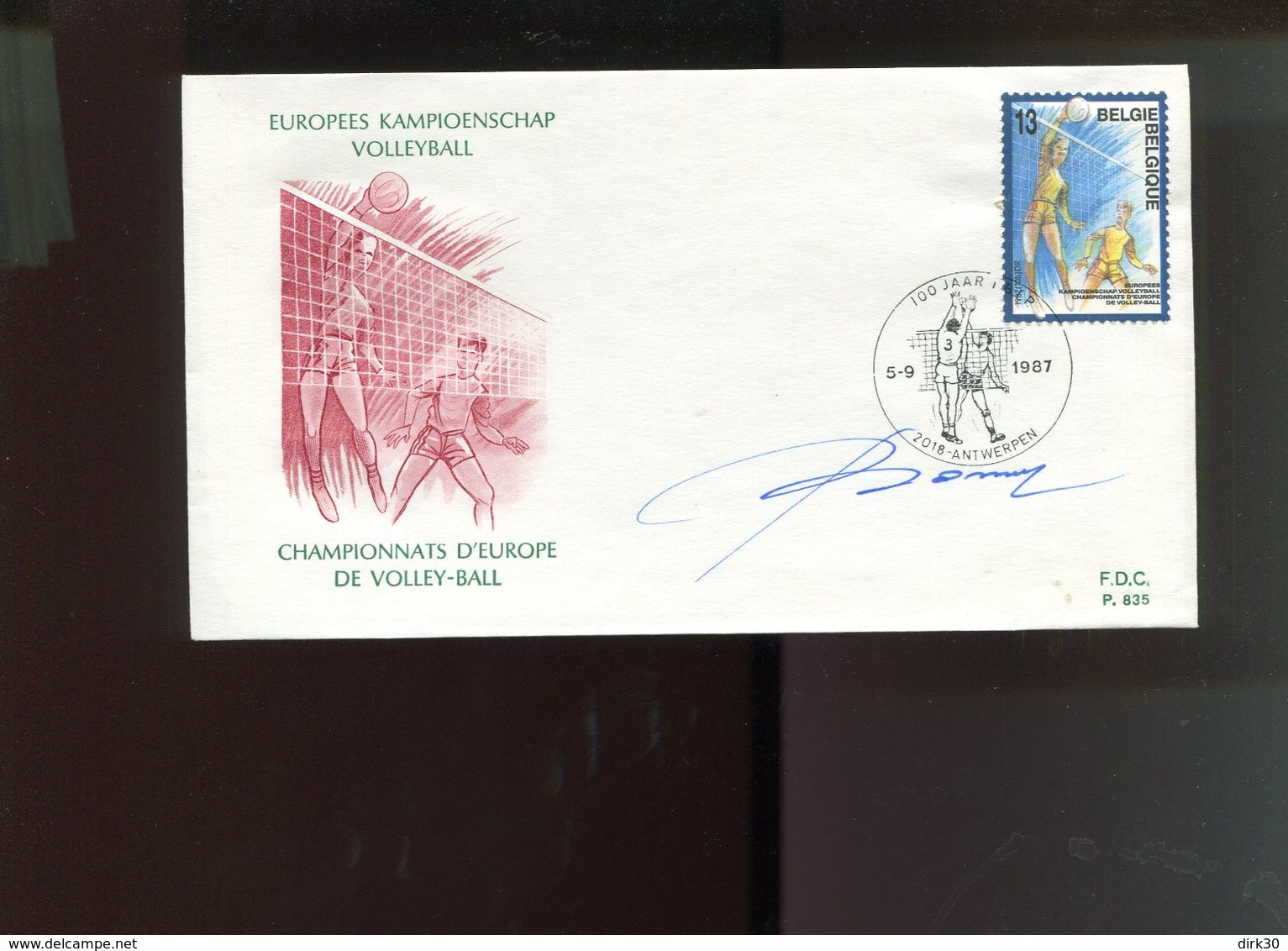 Belgie 1987 2260 Volleyball Sports   FDC + Signature Designer Oscar Bonnevalle - 1981-1990