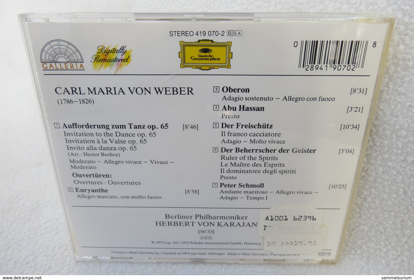 CD "Aufforderung Zum Tanz" Carl Maria Von Weber, Ouvertüren, Berliner Philharmoniker, Herbert Von Karajan - Opéra & Opérette