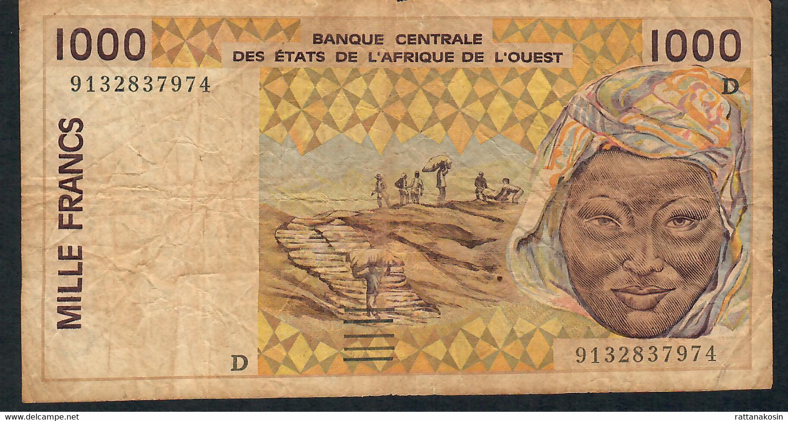 WEST AFRICAN STATES MALI P111Aa 1000 FRANCS (19)91 FINE NO P.h. . - Malí