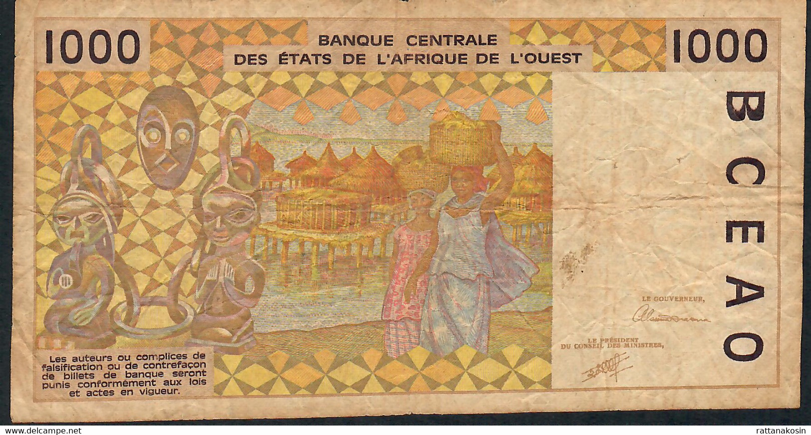 WEST AFRICAN STATES MALI P111Aa 1000 FRANCS (19)91 FINE NO P.h. . - Malí