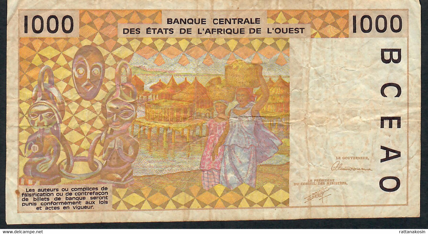 WEST AFRICAN STATES MALI P111Aa 1000 FRANCS (19)91 FINE 1 P.h. . - Malí