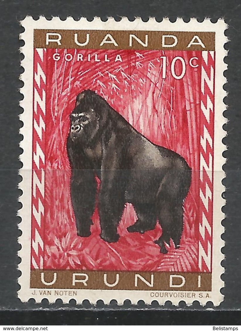 Ruanda-Urundi 1959. Scott #137 (M) Animal, Mountain Gorilla * - Neufs