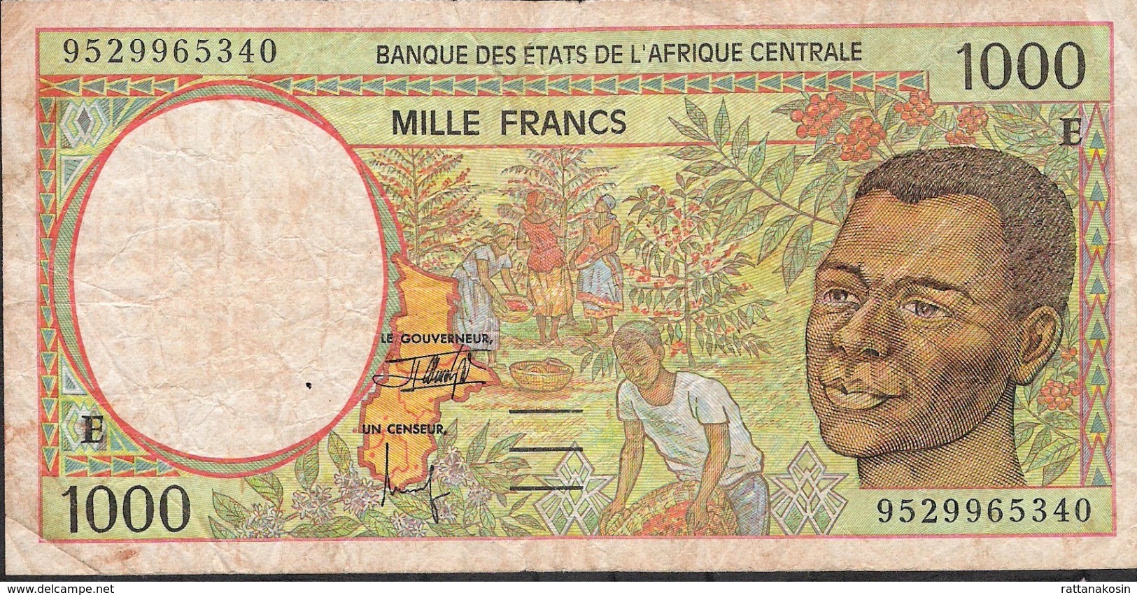 CENTRAL AFRICAN STATES Letter F P302Fc 1000 FRANCS (19)95 FINE - États D'Afrique Centrale