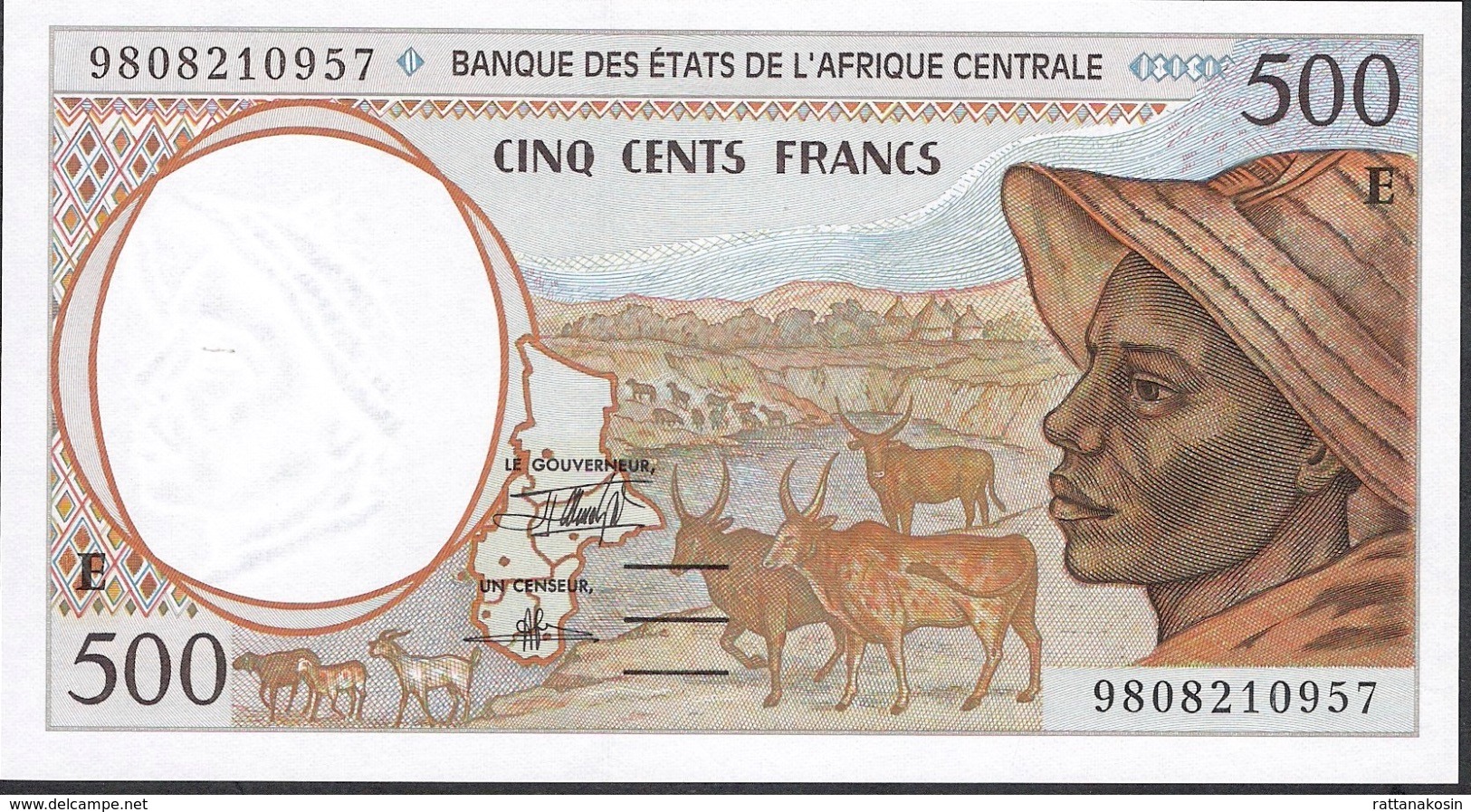 CENTRAL AFRICAN STATES Letter E P201Ee 500 FRANCS (19)98 UNC. - Stati Centrafricani