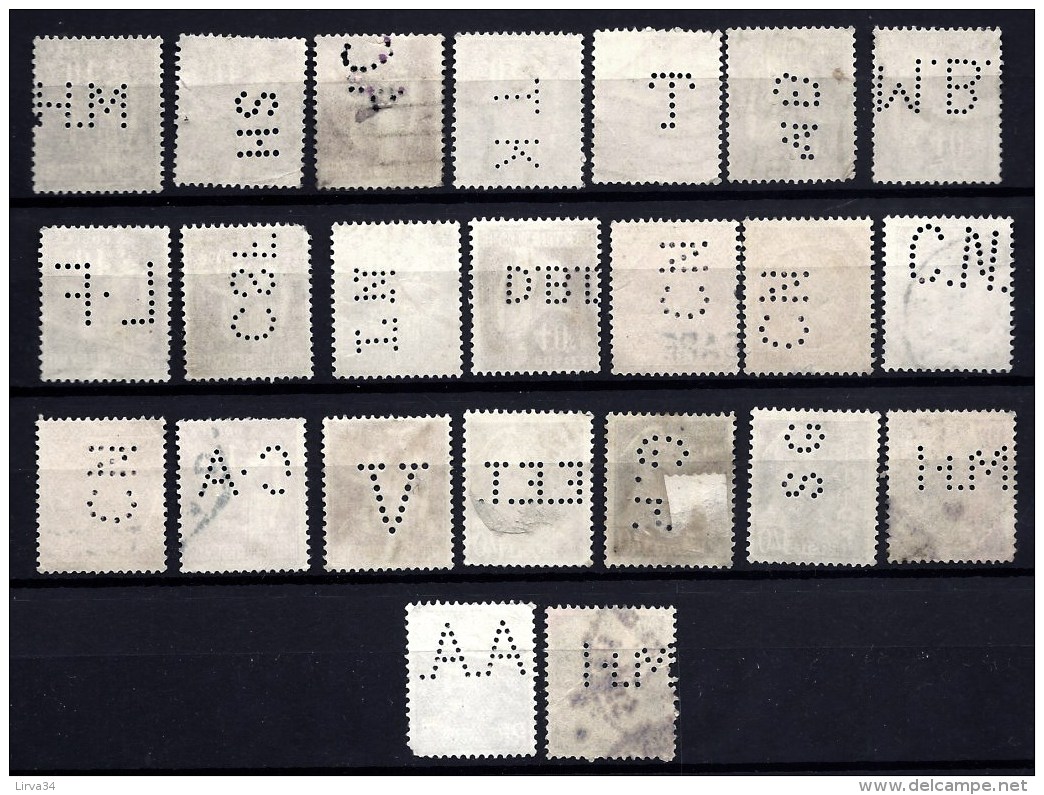 LOT SÉLECTION  23  TIMBRES PERFORÉS  DIVERS- FRANCE- PROPRES-   2 SCANS RECTO VERSO- - Autres & Non Classés