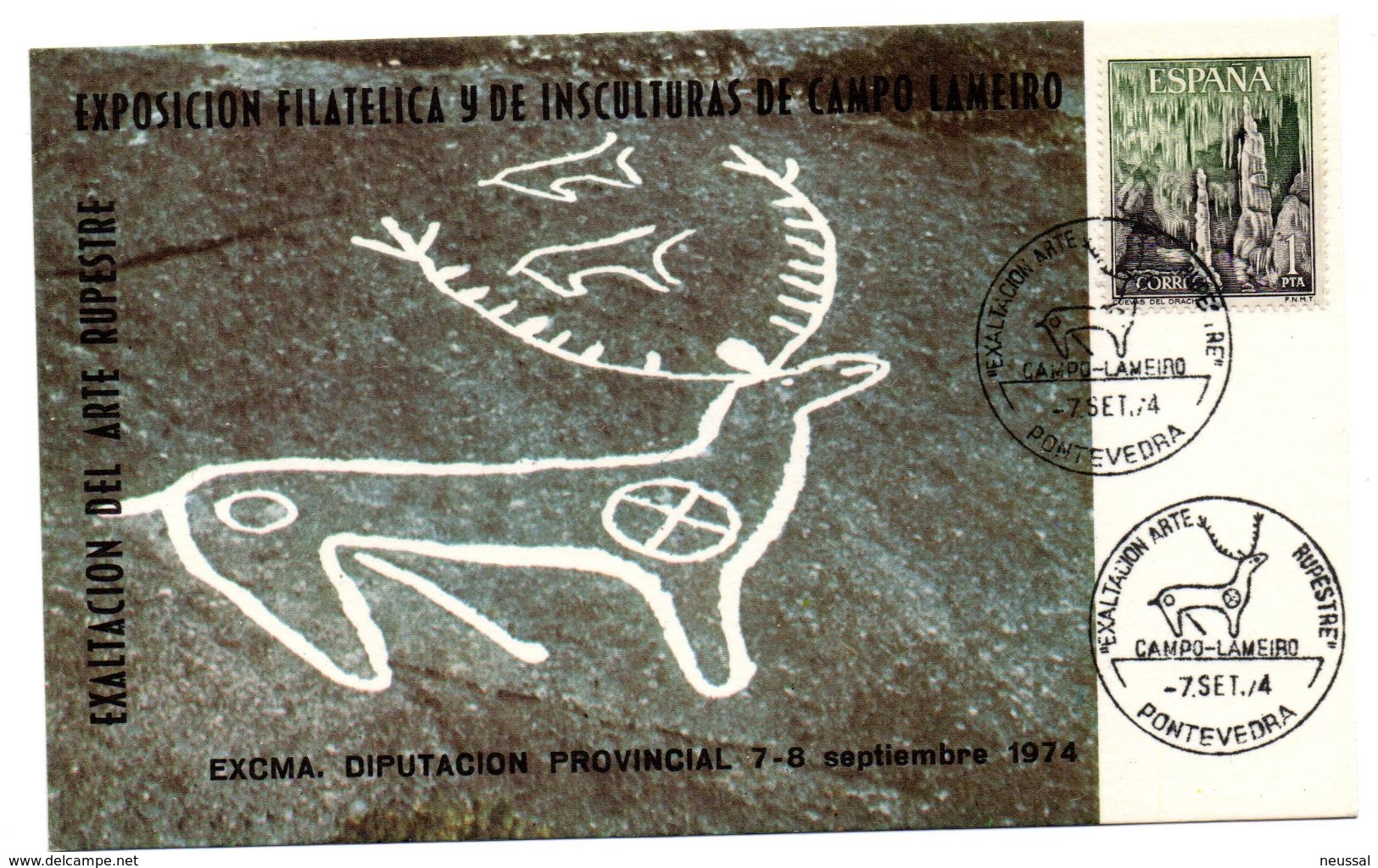 Tarjeta Con Matasellos Commemorativo Arte Rupestre 1974 - Lettres & Documents