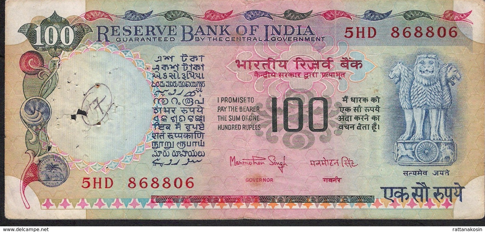 INDIA P86b 100 RUPEES 1979 RED Signature 83 FINE - Inde