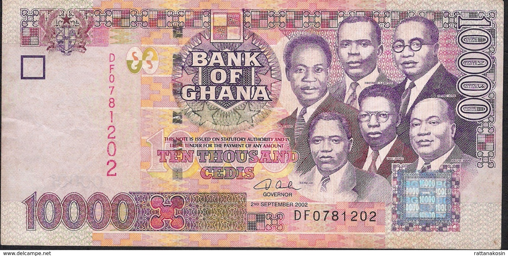 GHANA P35a 10.000 CEDIS 2002  #DF       AVF Folds NO P.h. - Ghana