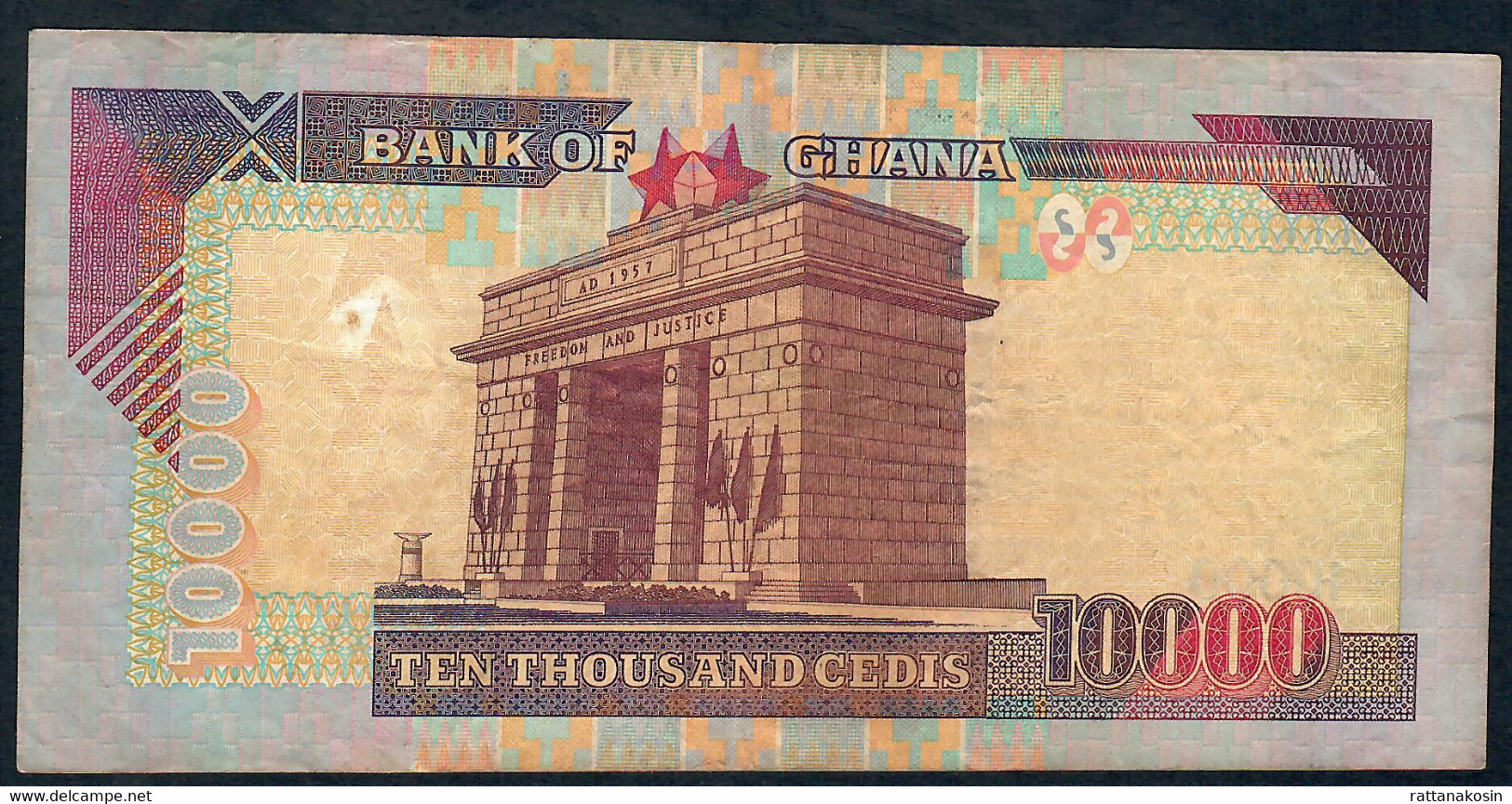 GHANA P35a 10.000 CEDIS 2002  #DF       AVF Folds NO P.h. - Ghana