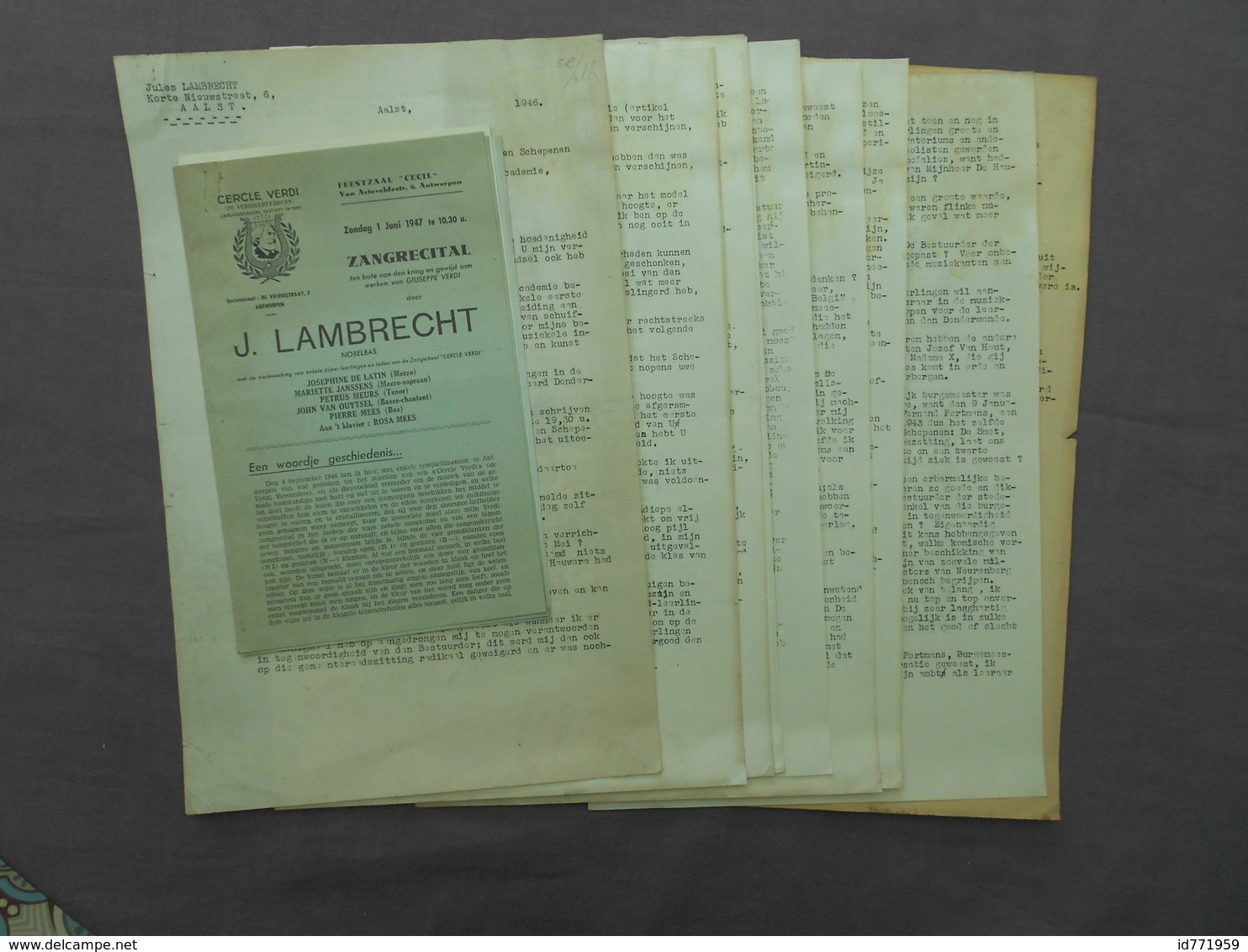 J. Lanbrecht Dendermonde Termonde  Aalst Alost 1946-1947 Briefwisseling Geschil Tussen Lambrecht En Het Stadsbestuur - Publicités