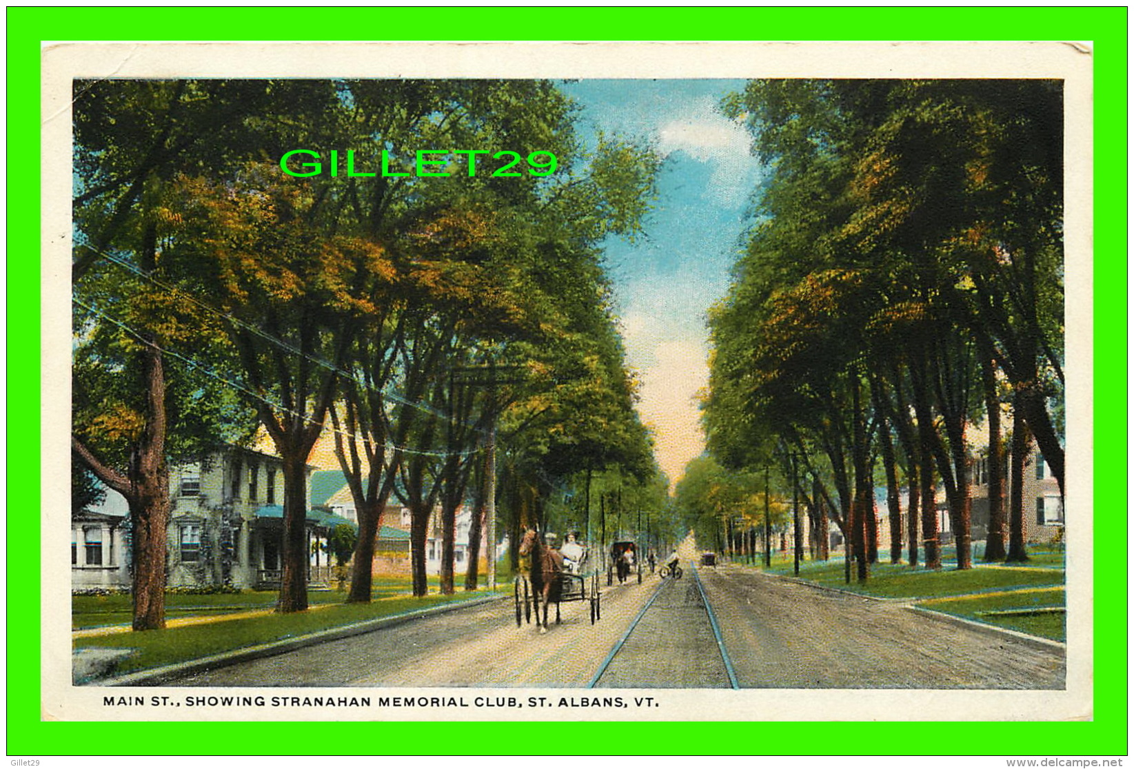 ST ALBANS, VT - MAIN STREET, SHOWING STRANAHAN MEMORIAL CLUB - ANIMATED -  TRAVEL IN 1924 - - Autres & Non Classés