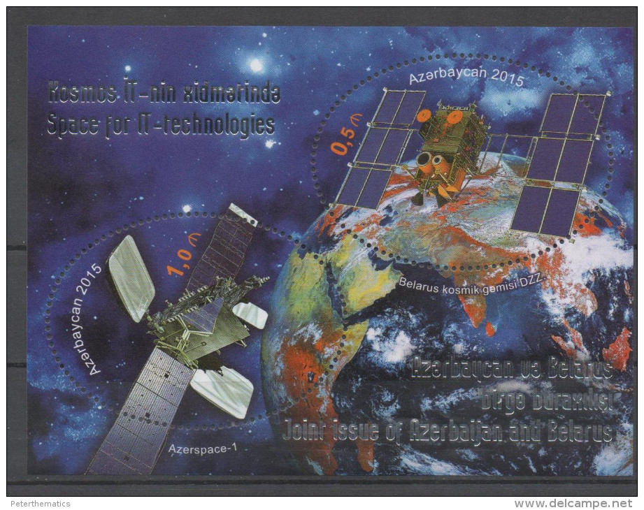 AZERBAIJAN, 2015, MNH,SPACE, SATELLITES, EARTH, JOINT ISSUE WITH BELARUS, SHEETLET - Other & Unclassified