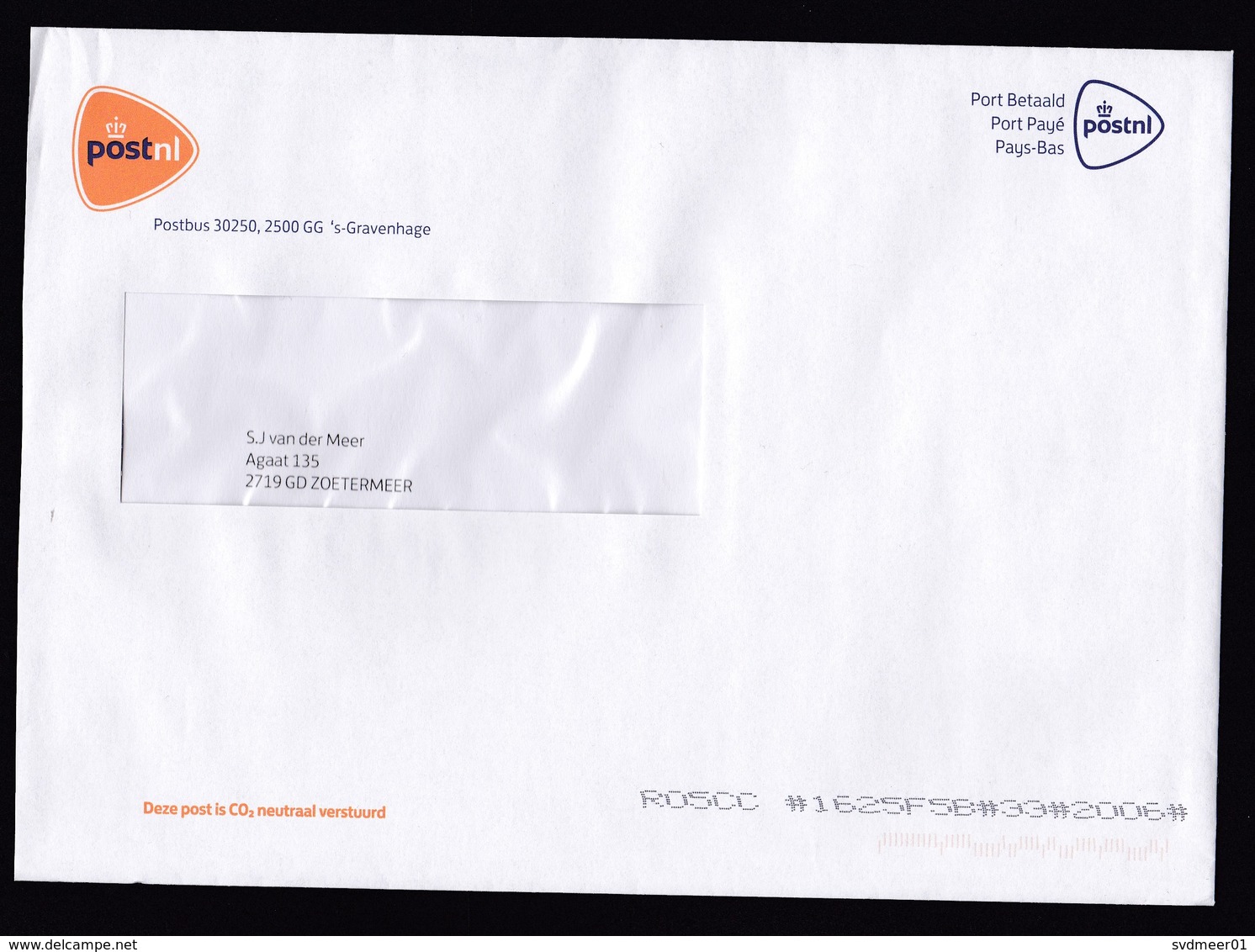 Netherlands: Official Cover Of Dutch Postal Service, 2018, Postage Paid, Post Office 's-Gravenhage (traces Of Use) - Lettres & Documents