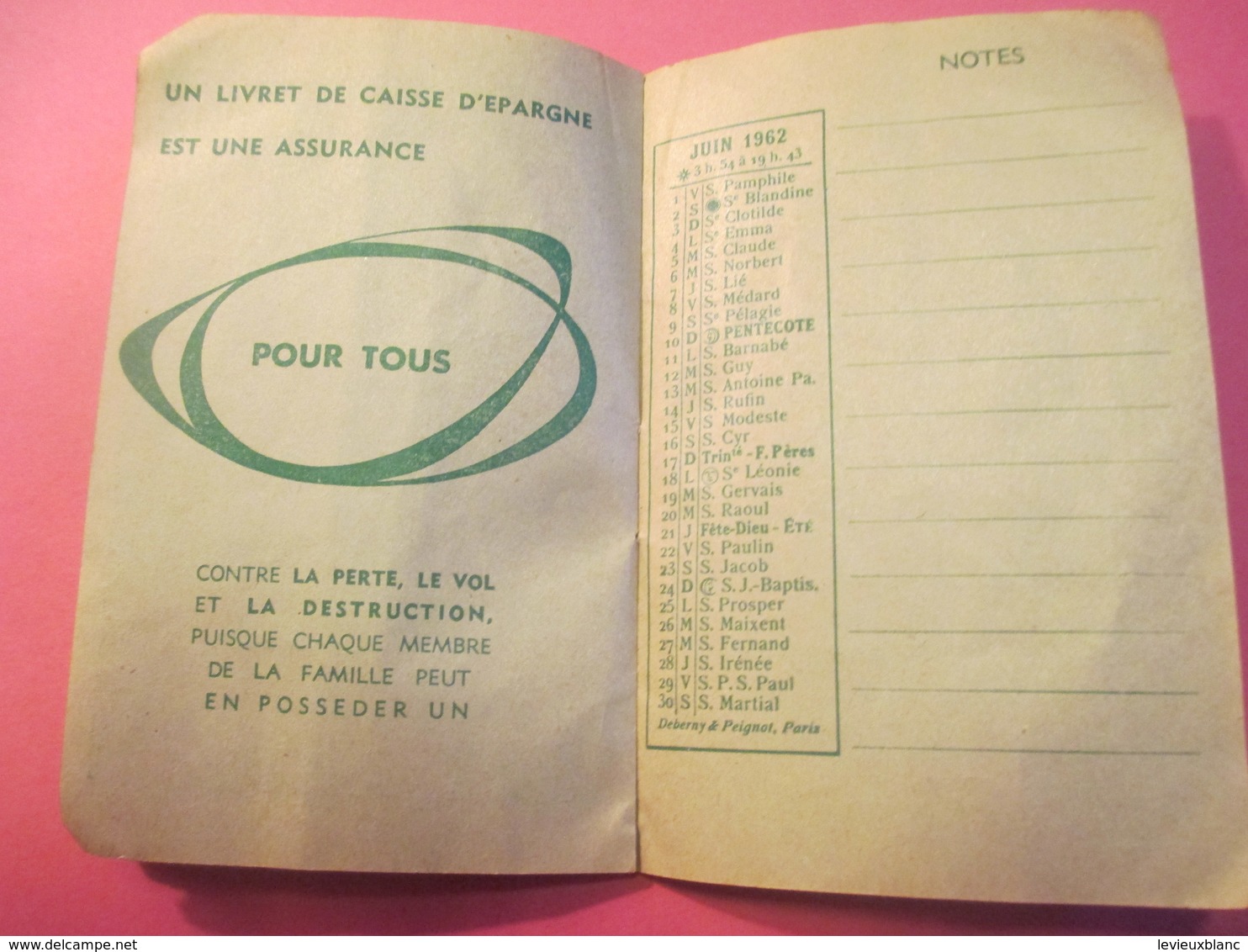 Petit Agenda Calendrier/ Caisse d'Epargne et de Prévoyance/ Pontoise/ Seine & Oise/1962                   CAL388