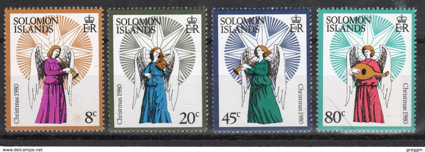 British Solomon Islands 1980 Christmas Mounted Mint Set Of Stamps. - Islas Salomón (...-1978)