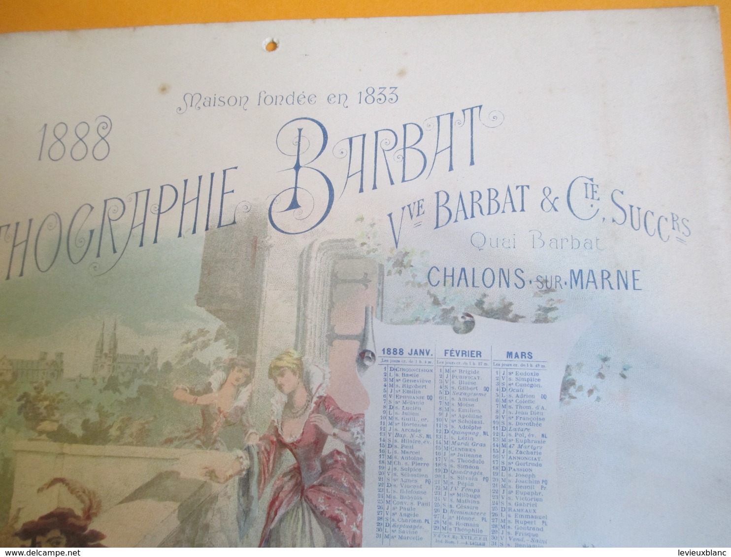 Imprimerie Calendrier Mural Recto/Lithographie BARBAT/ Vve Barbat & Cie Succrs/CHALONS-sur-MARNE/1888     CAL387 - Grand Format : ...-1900