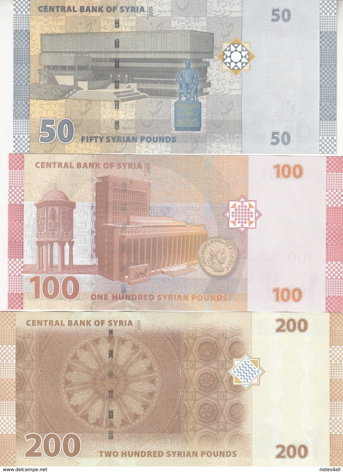 SYRIA 50 100 200 500 1000 2000 LIRA 2009 2013 2015 P 112 113 114 115 116 117  UNC SET - Syria