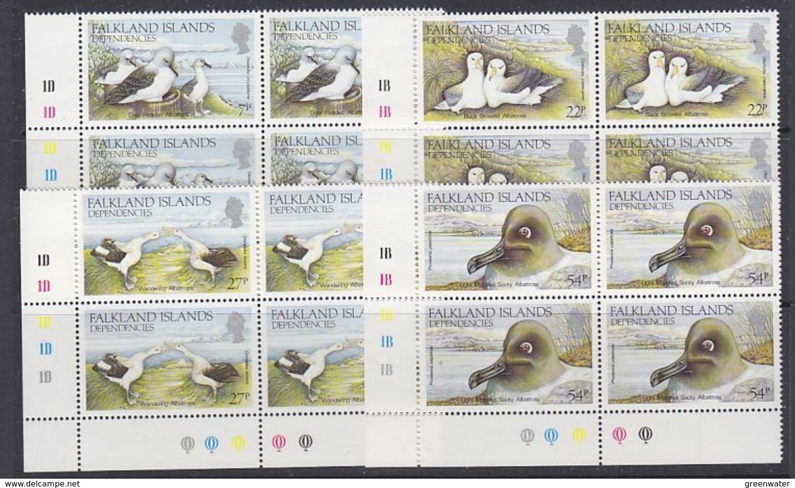 Falkland Islands Dependencies 1985 Albatross 4v Bl Of 4 (corner)  ** Mnh (37808) - Zuid-Georgia