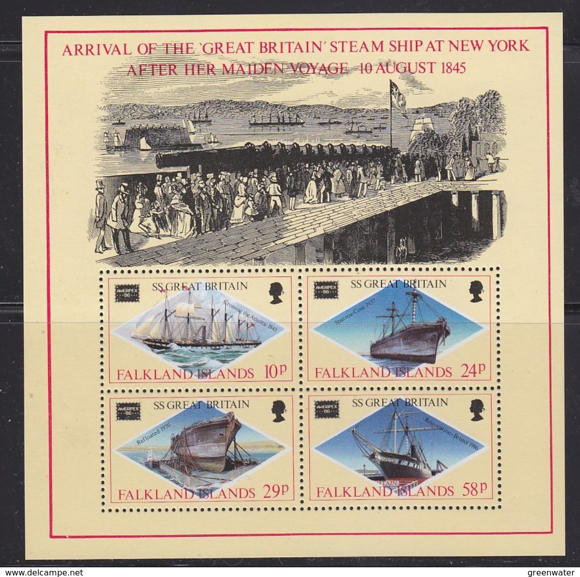 Falkland Islands 1986 Ameripex / Ss Great Britain M/S  ** Mnh (37810) - Falklandeilanden