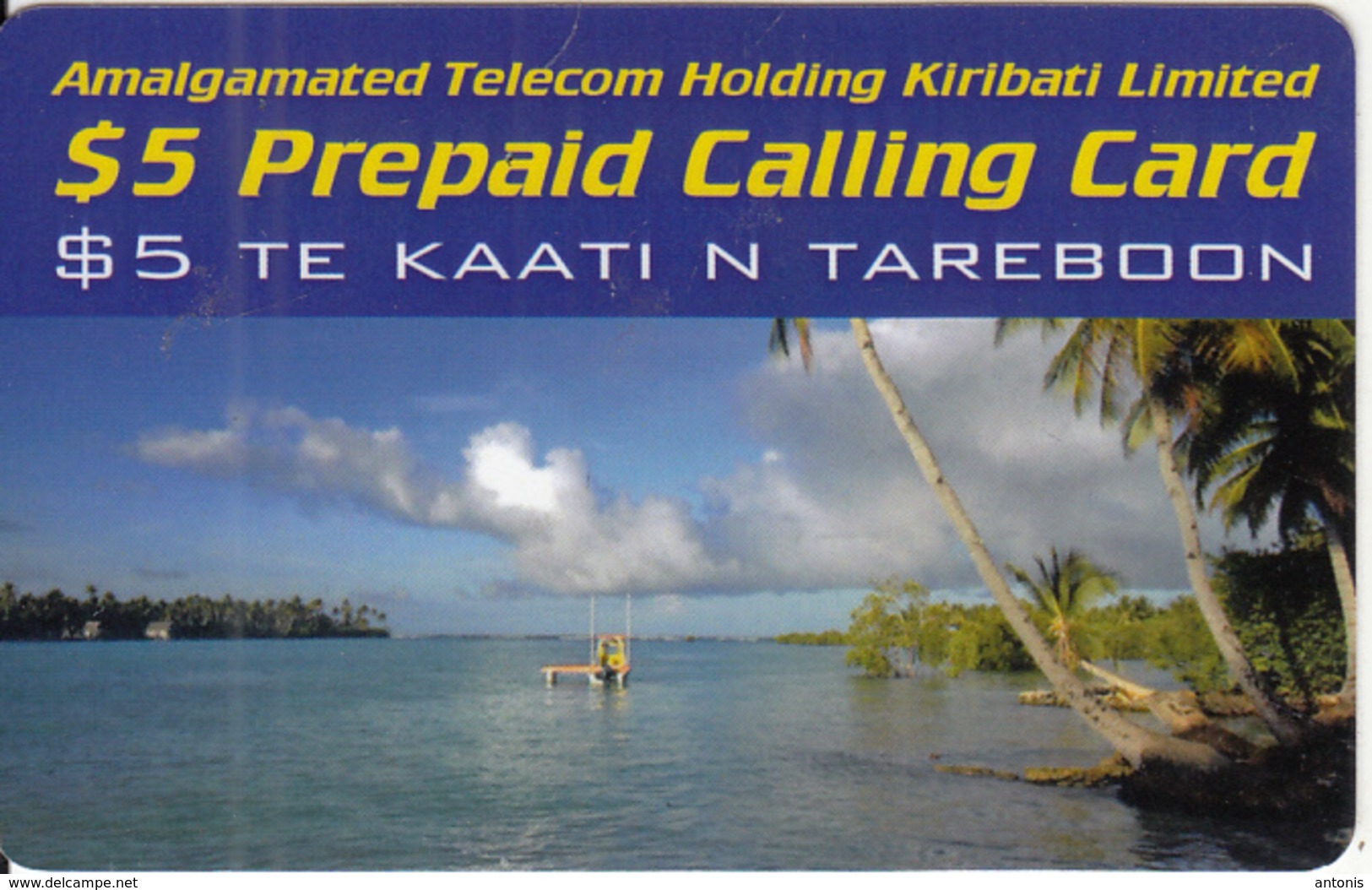 KIRIBATI - Beach, ATHKL Prepaid Card $5, Used - Kiribati