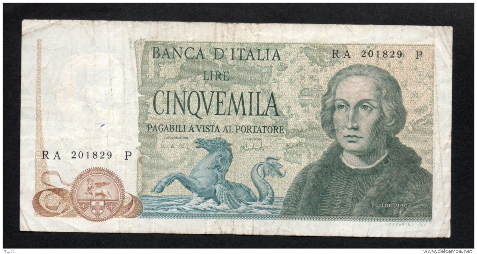 Banconota Italia 5000 Lire Colombo II° Tipo 11/4/73 (circolata) - 5000 Lire