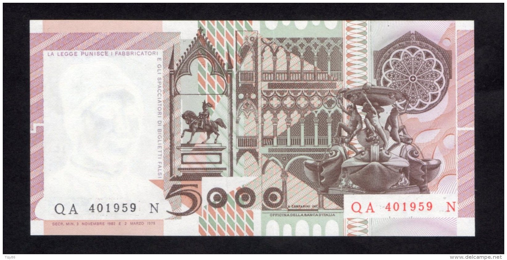 Banconota Italia 5000 Lire Antonello Da Messina 3/11/1982 (quasi FDS) - 5000 Lire