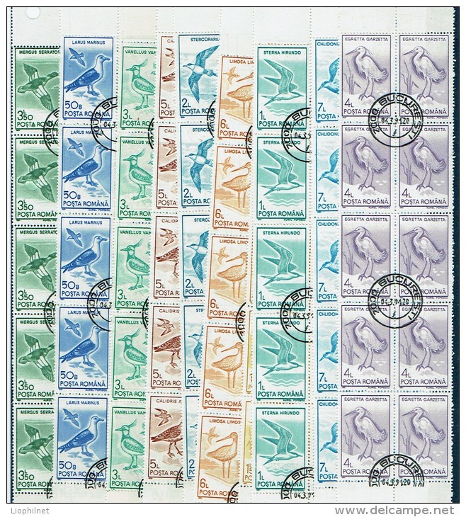 ROUMANIE 1991, OISEAUX, SERIE COURANTE, 10 Valeurs X 10, Oblitérés / Used. R111 - Gebraucht