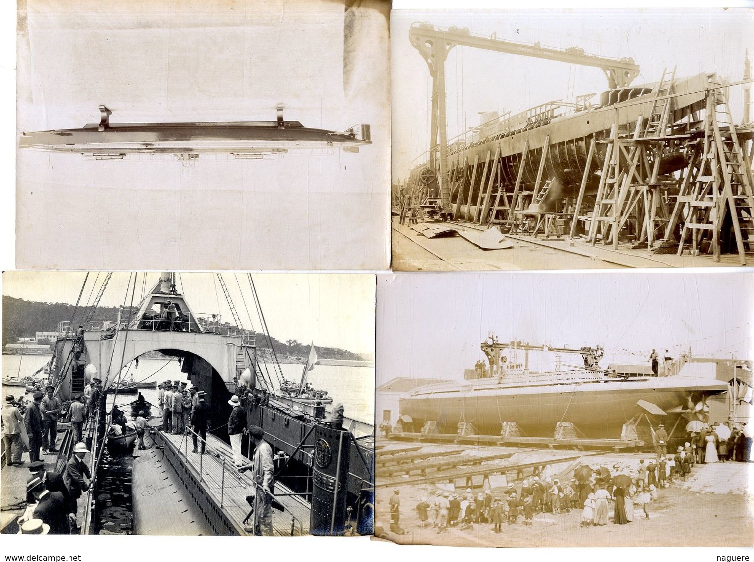 SUBMERSIBLE SC3  SOUS MARIN   12 PHOTOS ORIGINALES DE LA CONSTRUCTION  1910 / 1911 - Bateaux