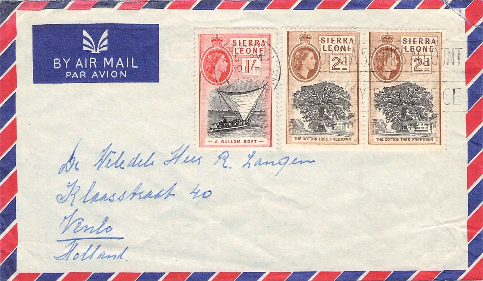 SIERRA LEONE - AIR MAIL LETTER 1959 FREETOWN -> VENLO/NL - Sierra Leone (...-1960)