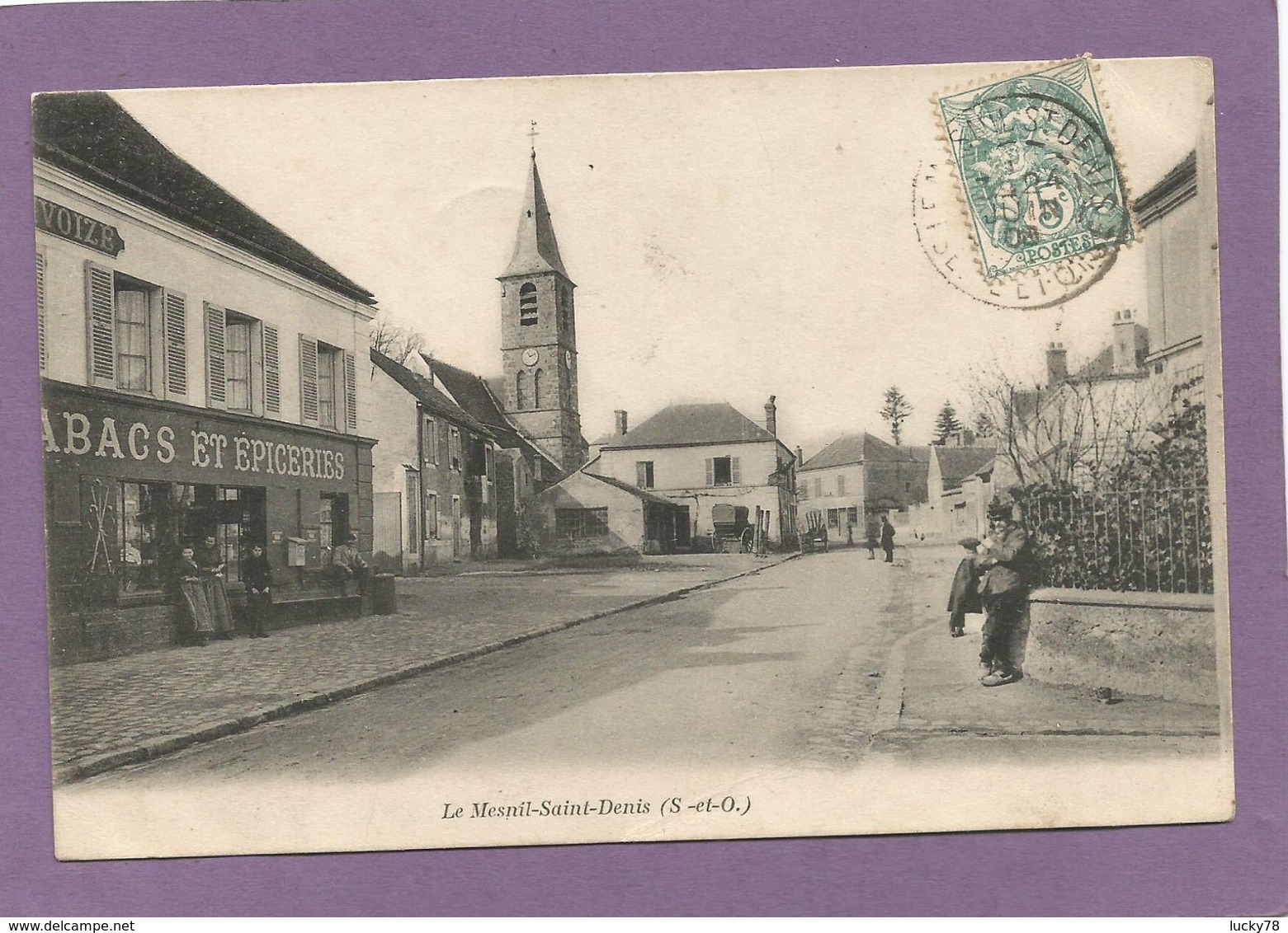 78 LE MESNIL-SAINT-DENIS / Rue Principale / Tabacs Et Épiceries / Église / Animée. - Le Mesnil Saint Denis