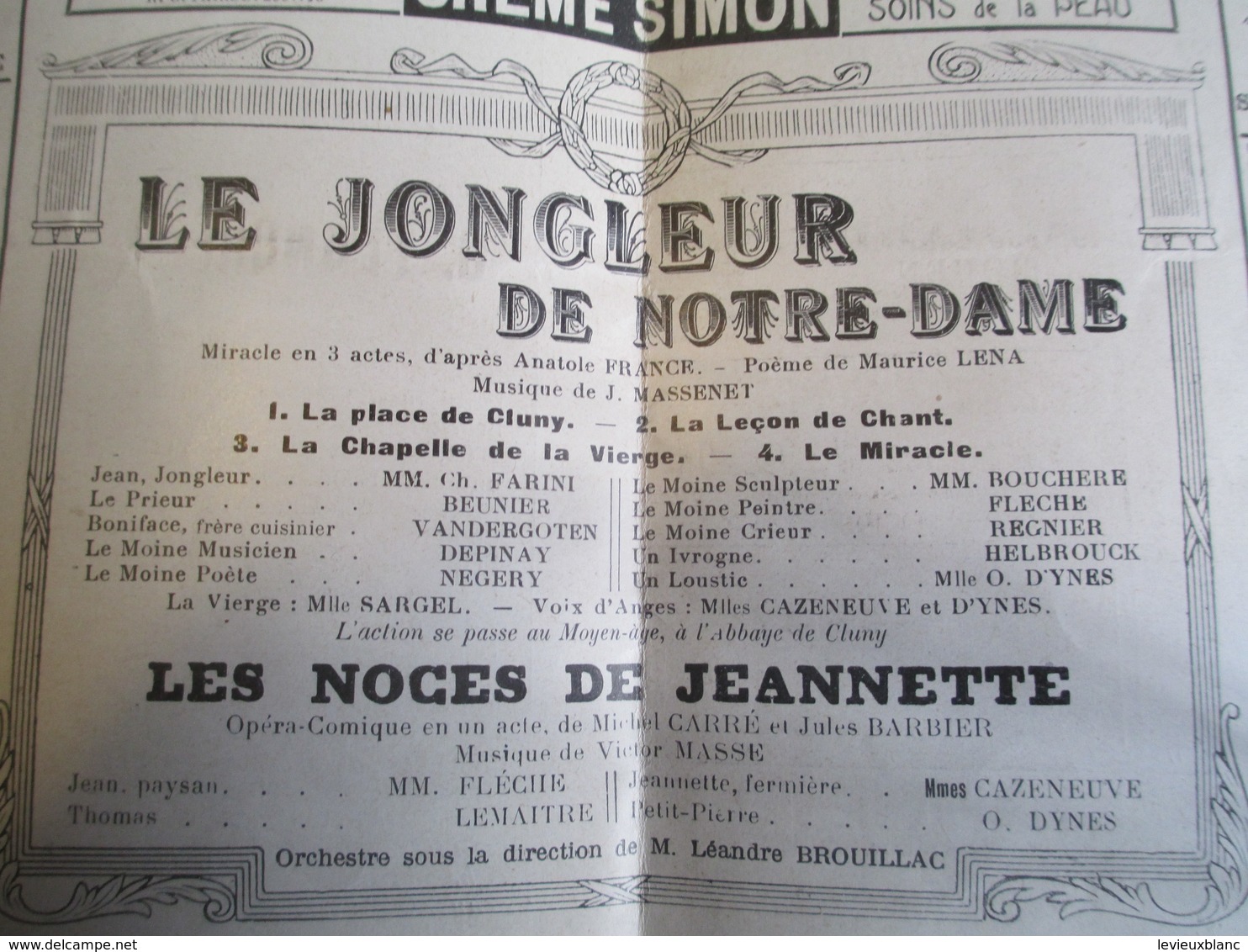 Grand Programme/Théatre des Arts/Programme Officiel/ROUEN/ Massenet/Le Jongleur de Notre Dame/Saison 1923-1924   PROG161