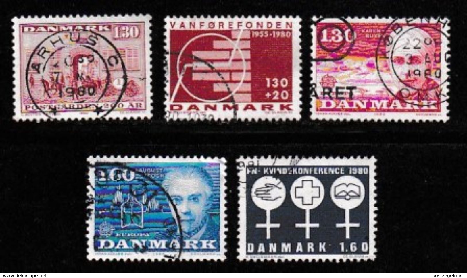 DENMARK, 1980, Used Stamp(s), Various Stamps,  MI 697-701, #10148, 5 Values - Used Stamps