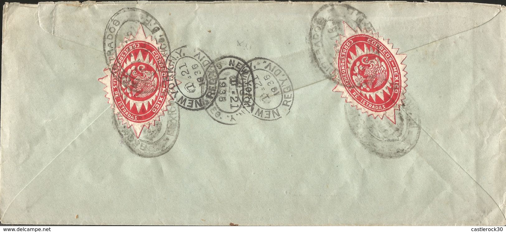 J) 1935 MEXICO, CROSS OF THE PALENQUE, MULTIPLE STAMPS, REGISTERED AND CERTIFICATED, AIRMAIL, CIRCULATED COVER, FROM MEX - Mexico