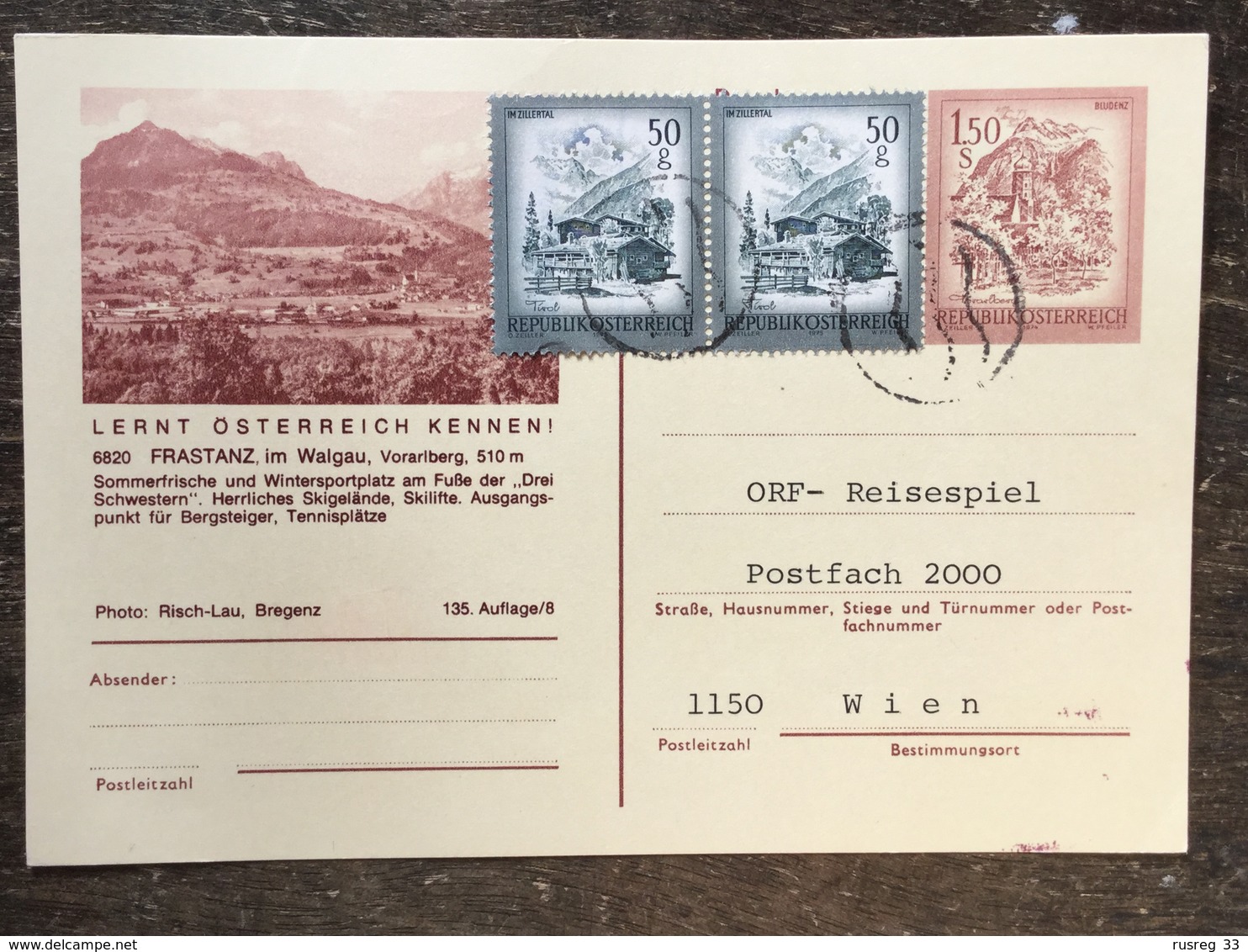 A17 Österreich Austria Autriche Ganzsache Stationery Entier Postal P 441 135/8 Frastanz Tennis - Sonstige & Ohne Zuordnung