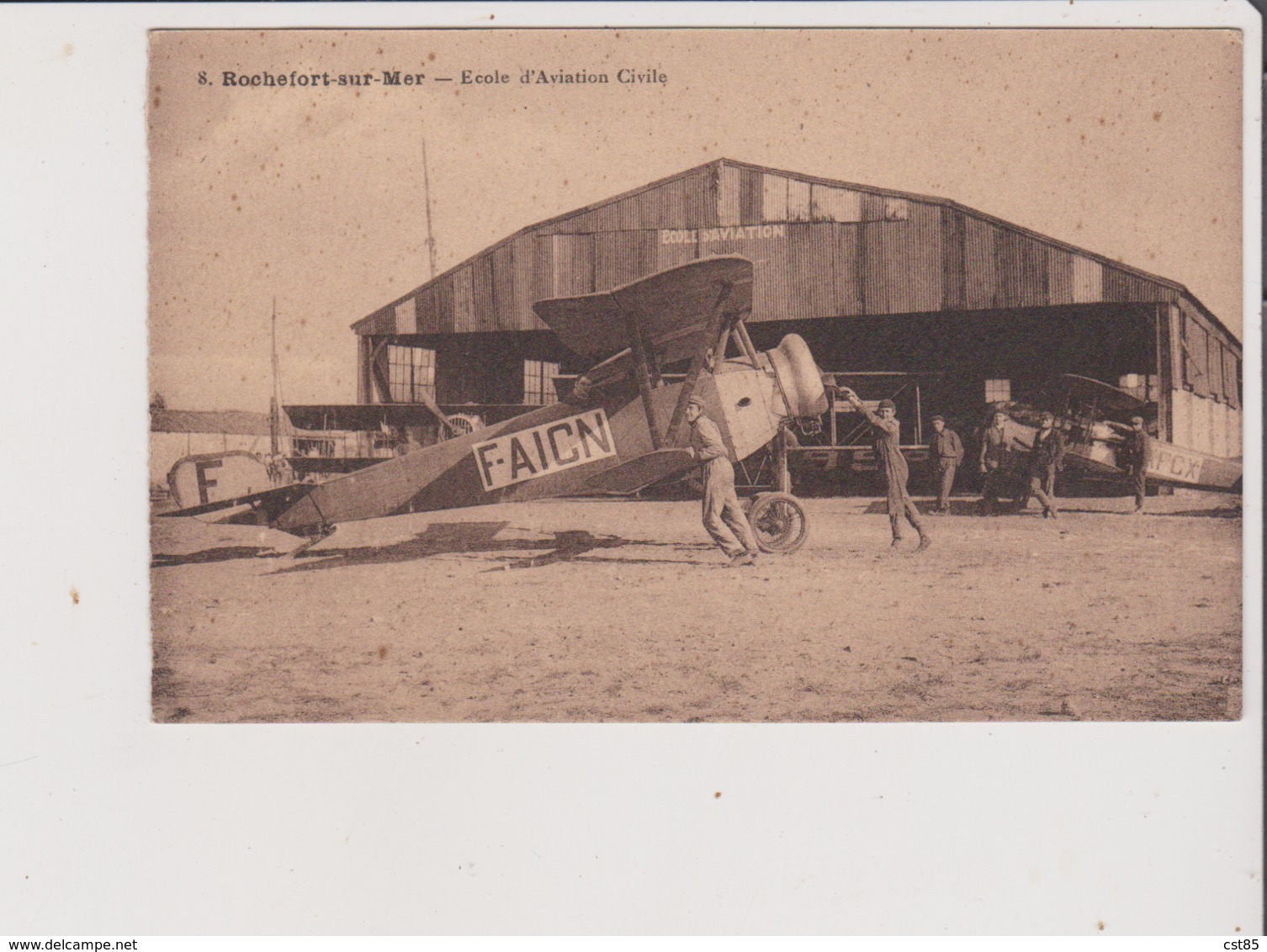 CPA Provenant D'un Carnet - ROCHEFORT SUR MER - Ecole D'Aviation Civile - Avion F-AICN - Rochefort