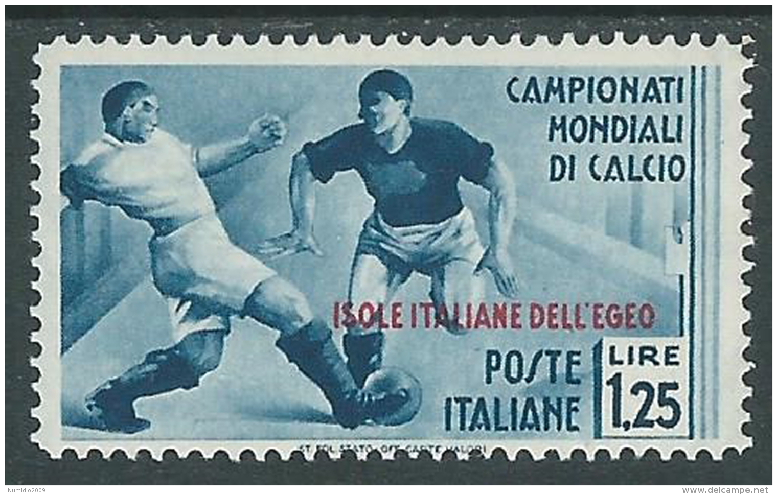 1934 EGEO MONDIALI DI CALCIO 1,25 LIRE MH * - I36-2 - Egeo