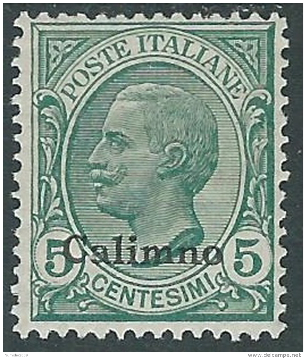 1912 EGEO CALINO EFFIGIE 5 CENT MH * - I37-7 - Egée (Calino)