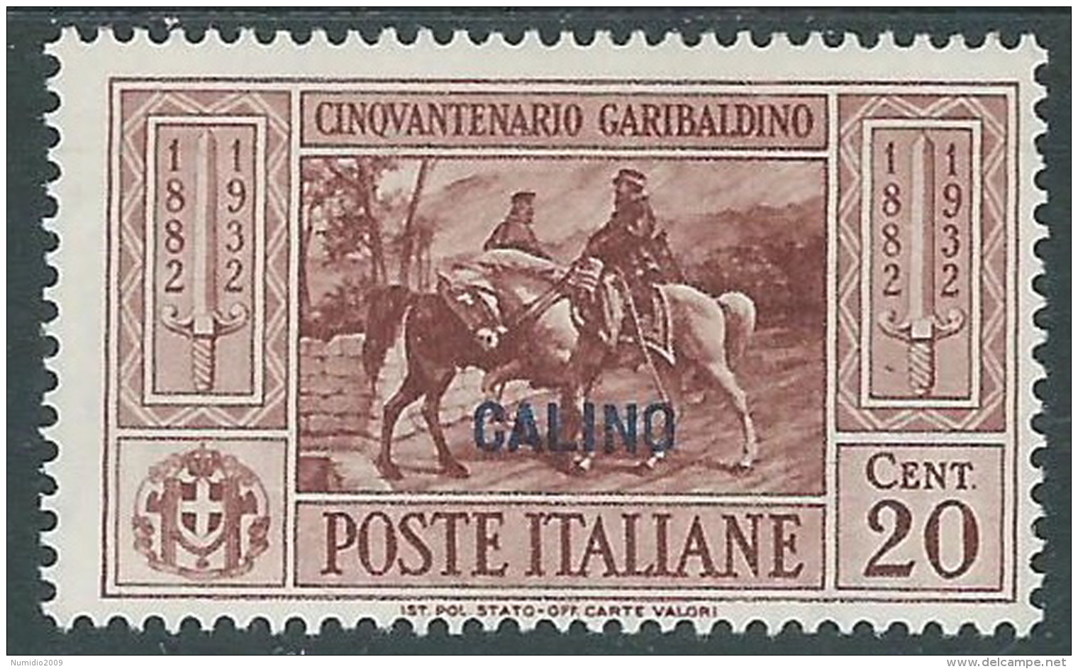 1932 EGEO CALINO GARIBALDI 20 CENT MH * - I39 - Egée (Calino)