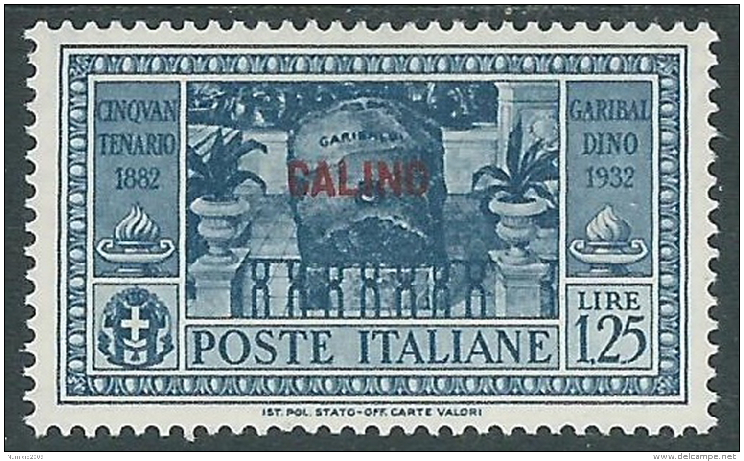 1932 EGEO CALINO GARIBALDI 1,25 LIRE MH * - I39 - Egée (Calino)