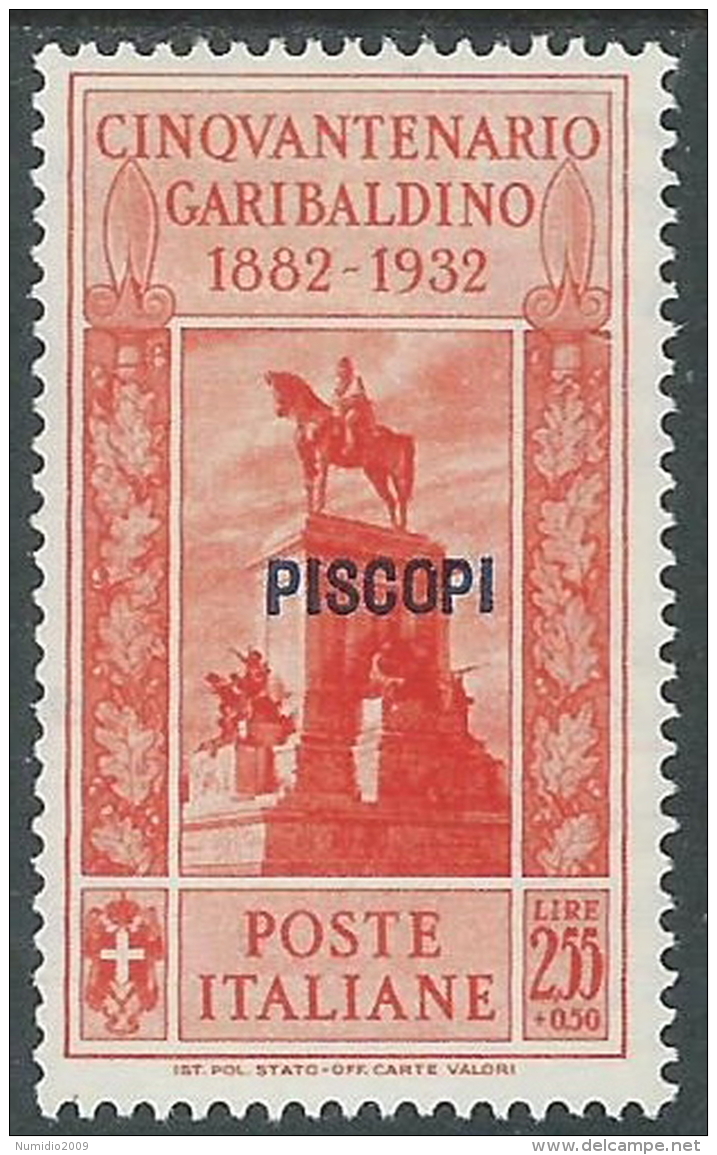 1932 EGEO PISCOPI GARIBALDI 2,55 LIRE MH * - I39-7 - Ägäis (Piscopi)