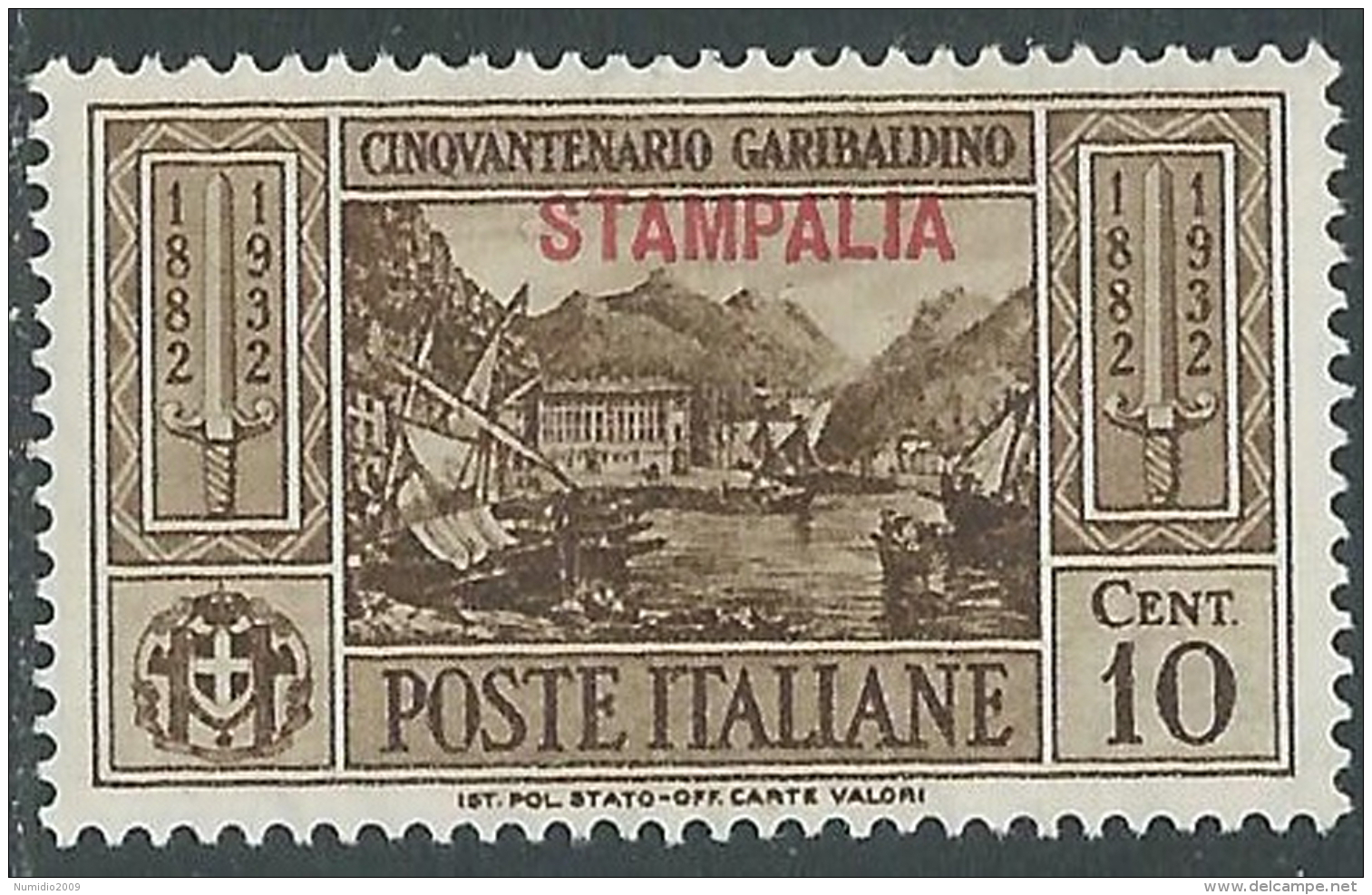 1932 EGEO STAMPALIA GARIBALDI 10 CENT MH * - I39-9 - Egée (Stampalia)