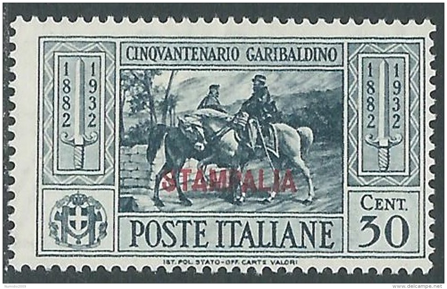 1932 EGEO STAMPALIA GARIBALDI 30 CENT MH * - I39-9 - Egée (Stampalia)