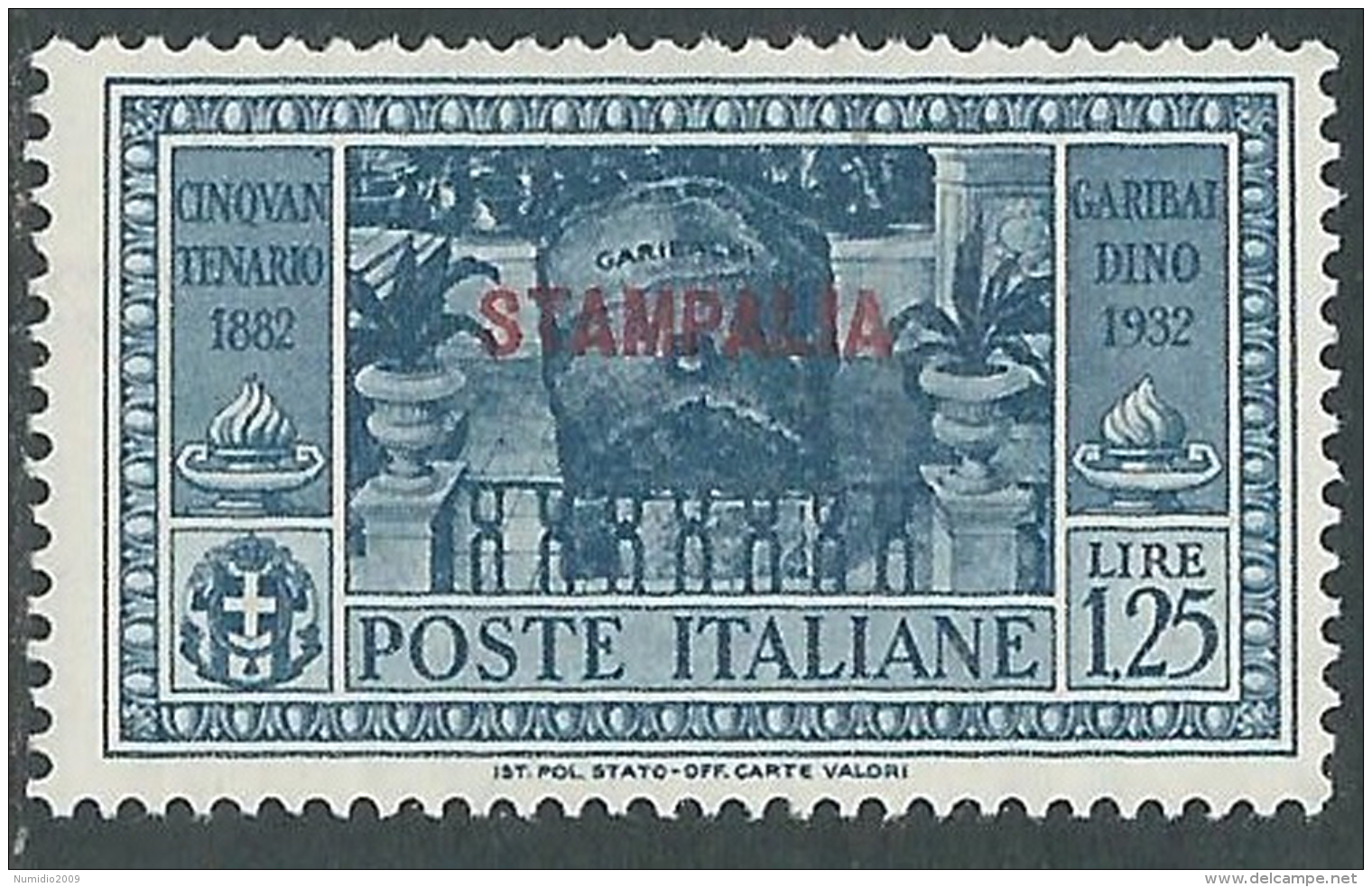 1932 EGEO STAMPALIA GARIBALDI 1,25 LIRE MH * - I39-9 - Egée (Stampalia)